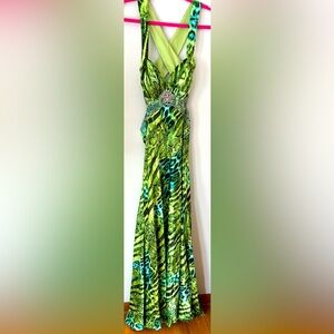 Snake print open back Prom Dress 🐍 Reputation Taylor Swift sz 6 silk